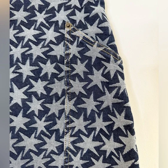 Gorman Vintage Blue Denim Stars Mini Skirt Sz 10 Summer 2014 - Picture 2 of 5